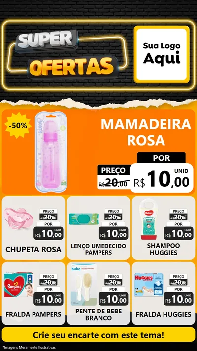 Modelo de Rede Social para Stories com o tema Super Ofertas para Bebês
