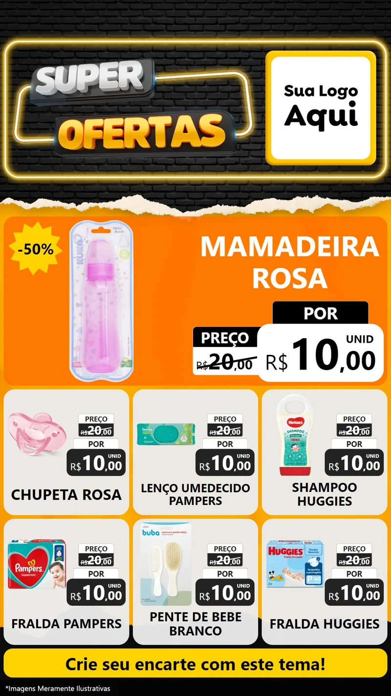 Modelo de Rede Social para Stories com o tema Super Ofertas para Bebês