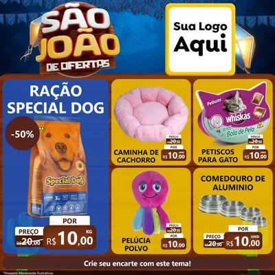 Modelo de Rede Social para Feed Facebook com o tema São João Ofertas Imbatíveis! - Junina para Pet Shop