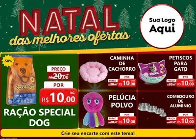 Modelo de Encarte para Encarte A4 Horizontal com o tema Natal das Melhores Ofertas para Pet Shop