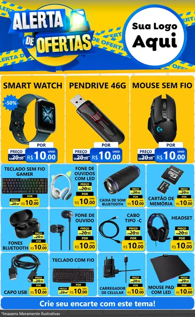 Modelo de Encarte para Encarte Grande com o tema Alerta de Ofertas para Informática