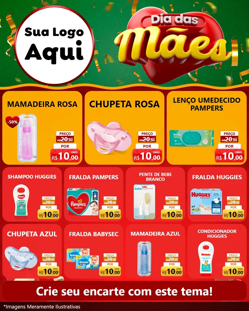Modelo de Rede Social para Feed Instagram com o tema Dia das Mães para Bebês