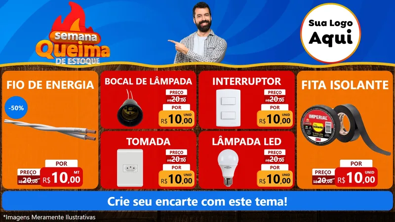 Modelo de TV para TV Horizontal com o tema Semana Queima de Estoque para Materiais Elétricos