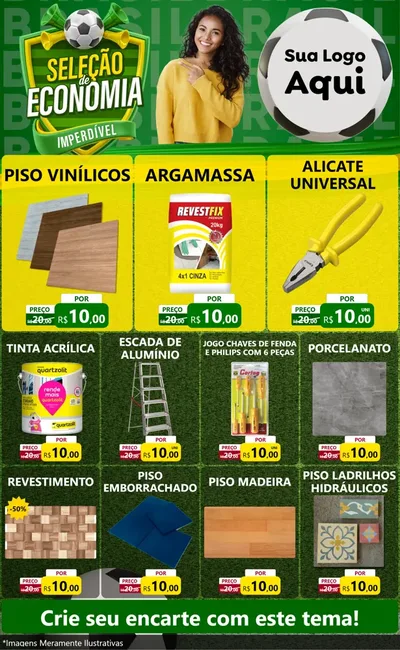 Modelo de Encarte para Encarte Grande com o tema Seleção de Economia - Copa para Material para Construção