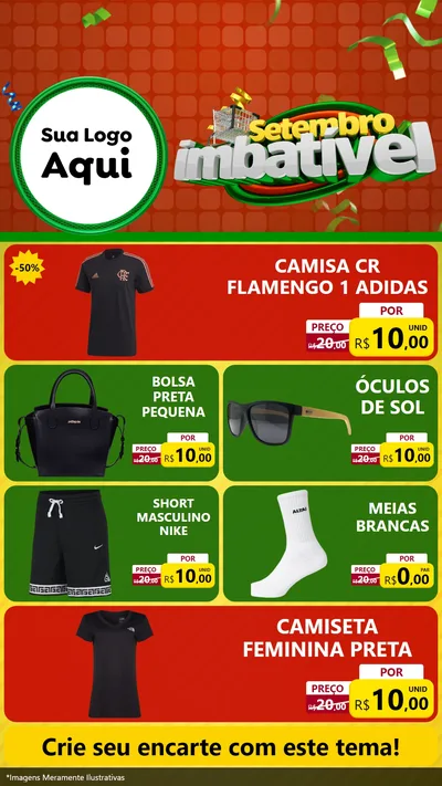 Modelo de TV para TV Vertical com o tema Setembro Imbatível para Roupas e acessórios