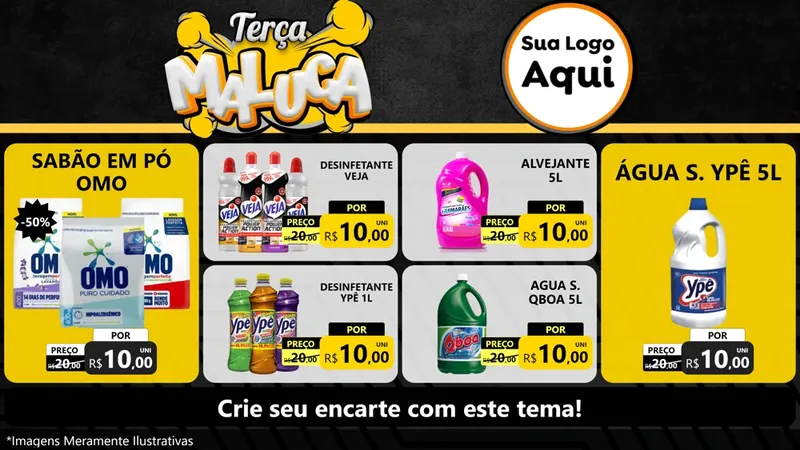 Modelo de TV para TV Horizontal com o tema Terça Maluca para Produtos de Limpeza