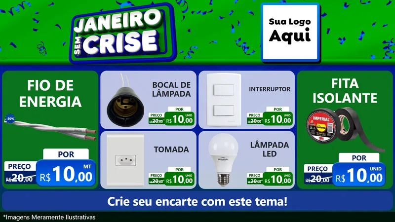 Modelo de TV para TV Horizontal com o tema Janeiro Sem Crise para Materiais Elétricos