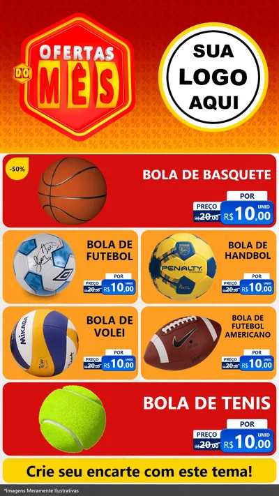 Modelo de TV para TV Vertical com o tema Ofertas do Mês para Artigos Esportivos
