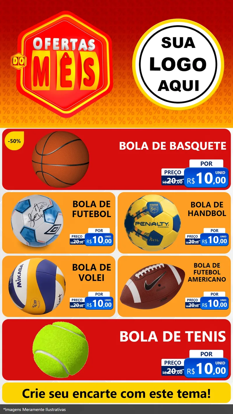 Modelo de TV para TV Vertical com o tema Ofertas do Mês para Artigos Esportivos