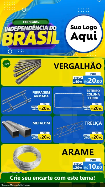 Modelo de TV para TV Vertical com o tema Especial Independência do Brasil para Ferragens