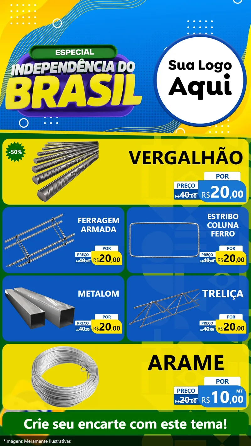 Modelo de TV para TV Vertical com o tema Especial Independência do Brasil para Ferragens