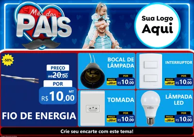Modelo de Encarte para Encarte A4 Horizontal com o tema Mês Dos Pais para Materiais Elétricos