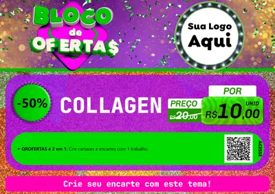 Modelo de Cartaz para Cartaz A4 Horizontal com o tema Bloco de Ofertas para Suplementos alimentares