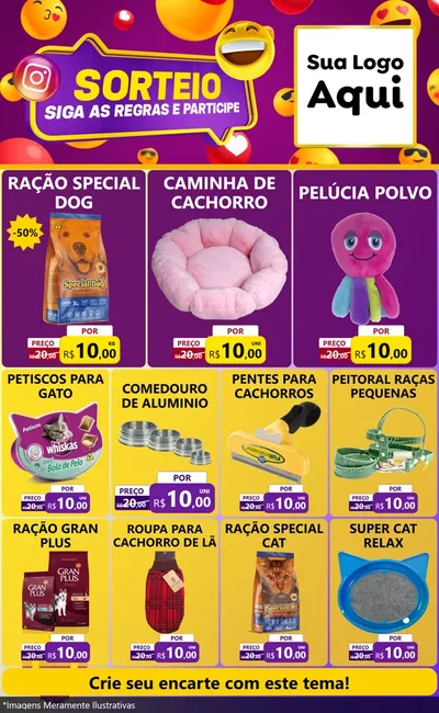 Modelo de Encarte para Encarte Grande com o tema Sorteio para Pet Shop