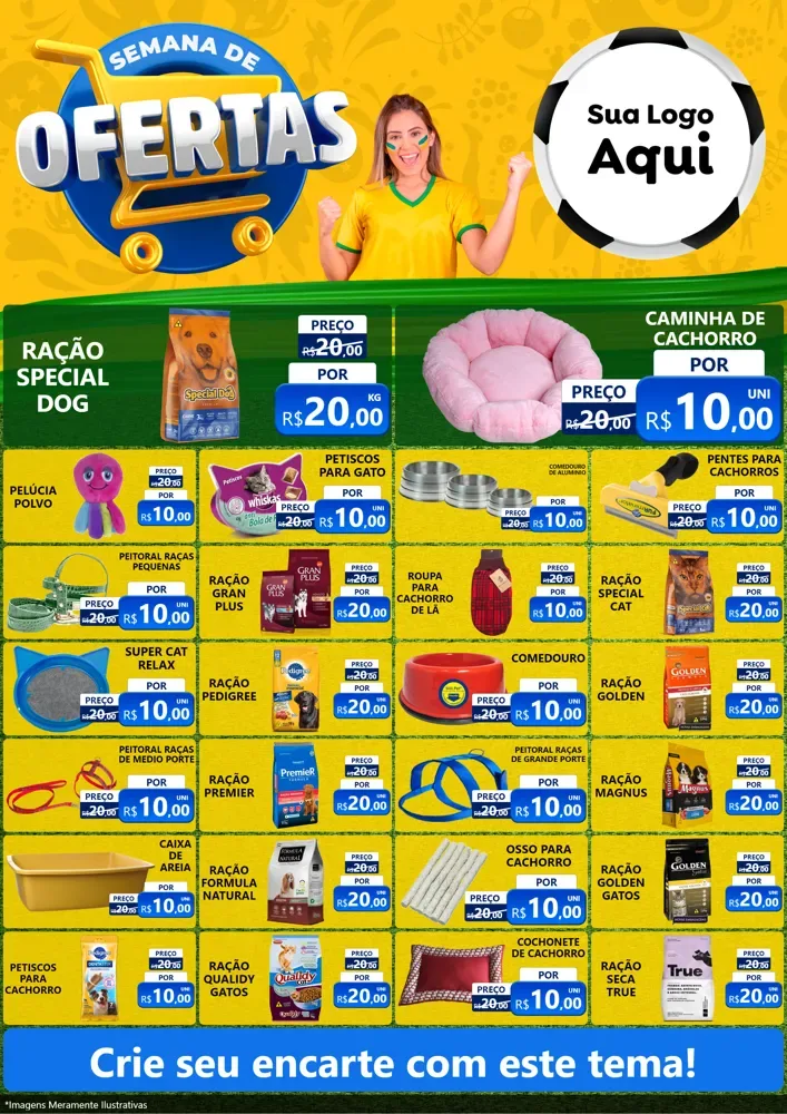 Modelo de Encarte para Encarte A4 Vertical com o tema Semana de Ofertas - Copa para Pet Shop