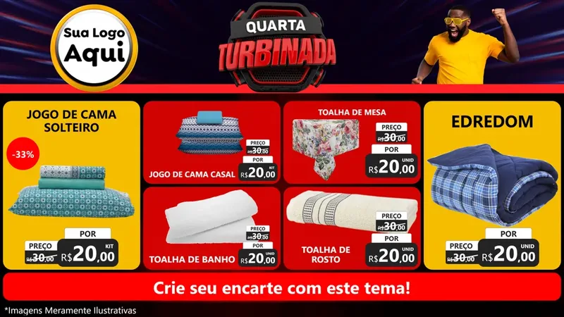 Modelo de TV para TV Horizontal com o tema Quarta Turbinada para Cama, Mesa e Banho
