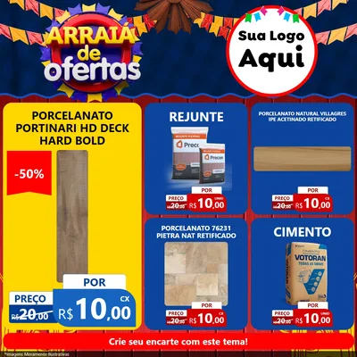 Modelo de Rede Social para Feed Facebook com o tema Arraiá de Ofertas para Pisos e revestimentos