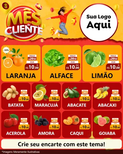 Modelo de Rede Social para Feed Instagram com o tema Mês do Cliente para Hortifrúti