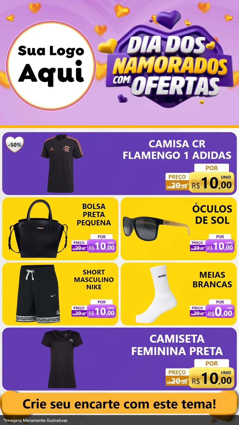 Modelo de TV para TV Vertical com o tema Dia Dos Namorados Com Ofertas para Roupas e acessórios