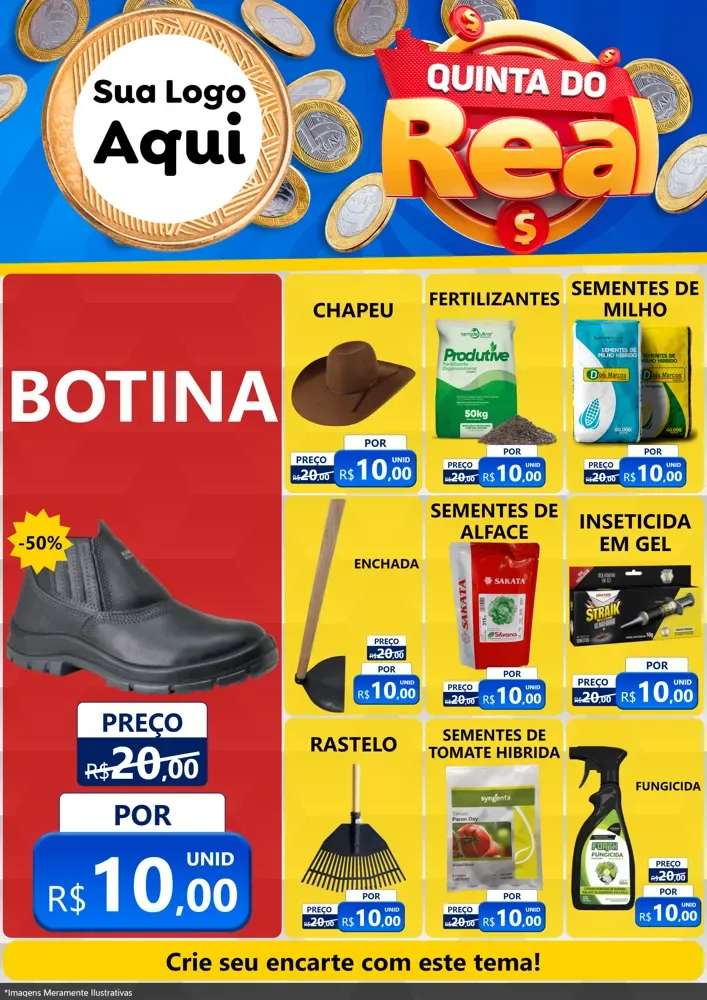 Modelo de Encarte para Encarte A4 Vertical com o tema Quinta do Real para Agropecuária