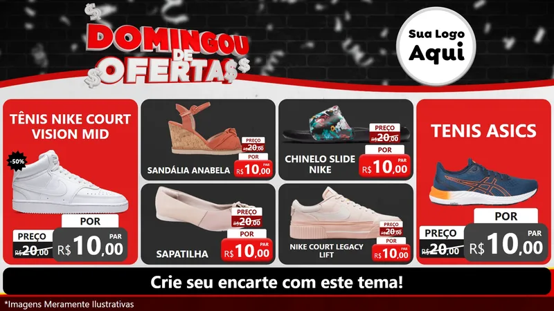 Modelo de TV para TV Horizontal com o tema Domingou de Ofertas para Calçados