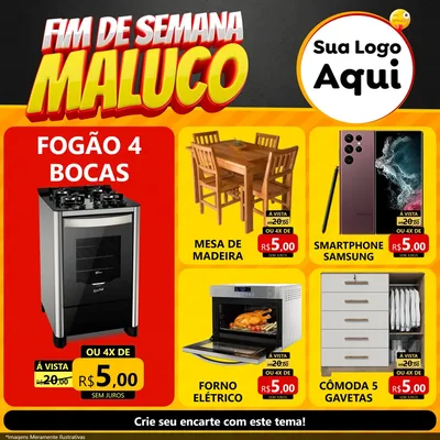 Modelo de Rede Social para Feed Facebook com o tema Final de Semana Maluco para Móveis e Eletro