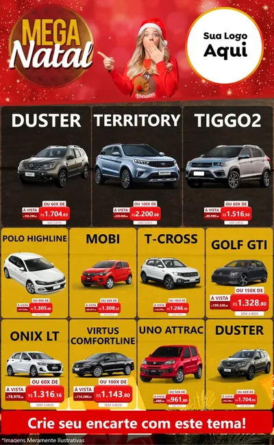 Modelo de Encarte para Encarte Grande com o tema Mega Natal para Concessionaria de Carros