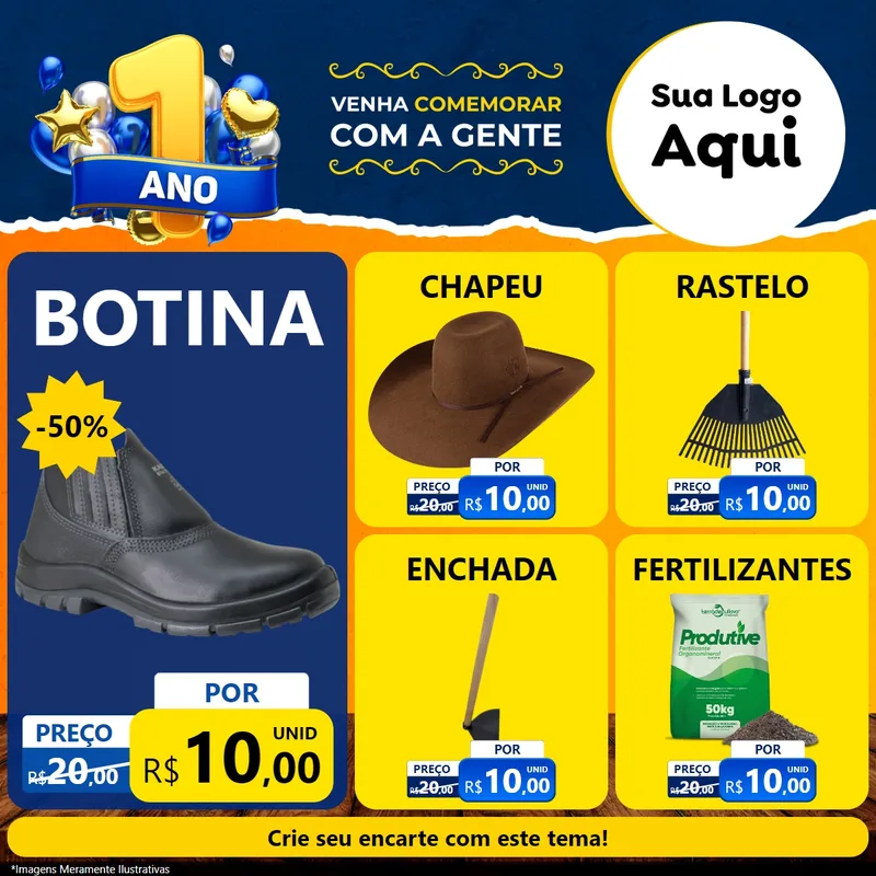 Modelo de Rede Social para Feed Facebook com o tema Um Ano de Aniversário para Agropecuária