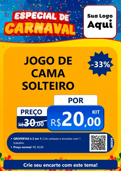 Modelo de Cartaz para Cartaz A4 Vertical com o tema Especial de Carnaval para Cama, Mesa e Banho