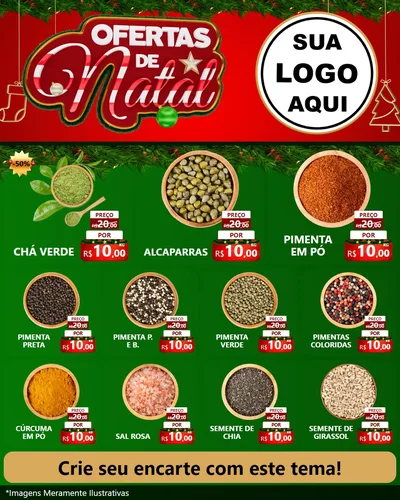 Modelo de Rede Social para Feed Instagram com o tema Ofertas de Natal para Produtos Naturais