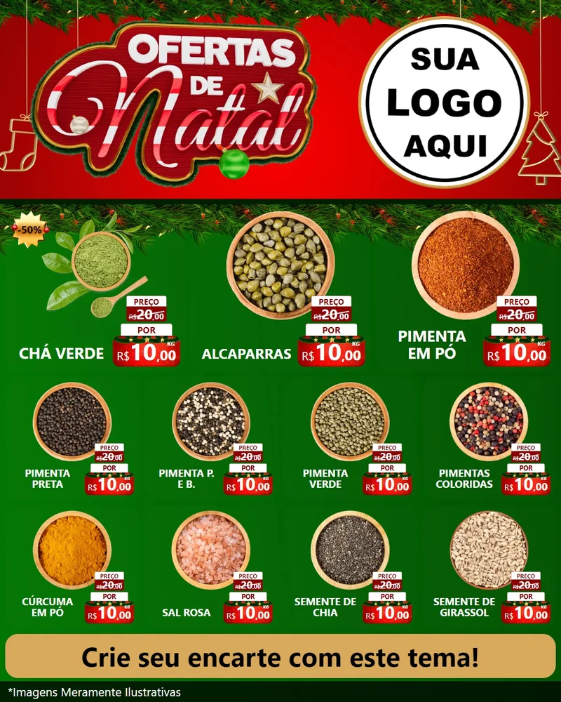 Modelo de Rede Social para Feed Instagram com o tema Ofertas de Natal para Produtos Naturais