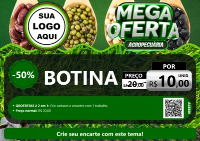 Modelo de Cartaz para Cartaz A4 Horizontal com o tema Mega Oferta - Agropecuária para Agropecuária