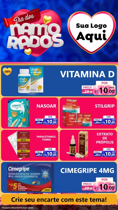 Modelo de TV para TV Vertical com o tema Dia dos namorados para Farmácia