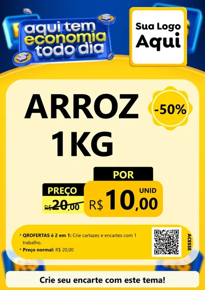 Modelo de Cartaz para Cartaz A4 Vertical com o tema Aqui Tem Economia Todo Dia para Supermercado