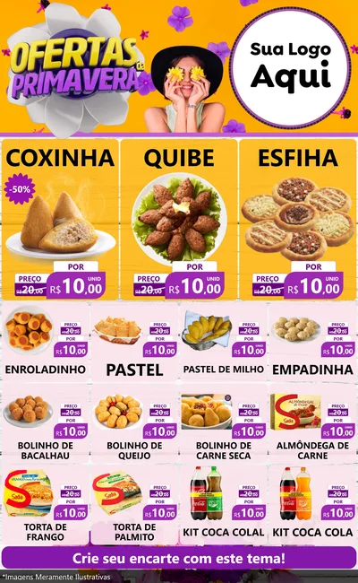 Modelo de Encarte para Encarte Grande com o tema Ofertas Da Primavera para Salgadaria