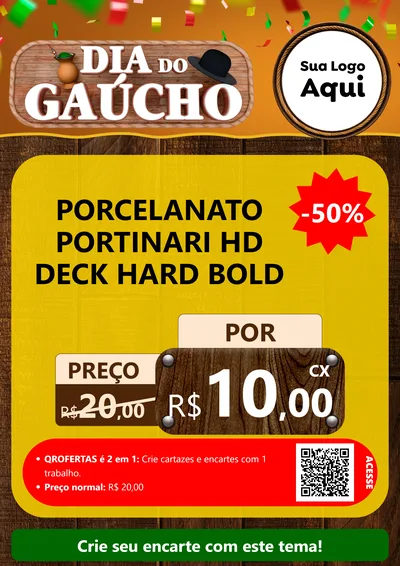 Modelo de Cartaz para Cartaz A4 Vertical com o tema Dia do Gaúcho para Pisos e revestimentos