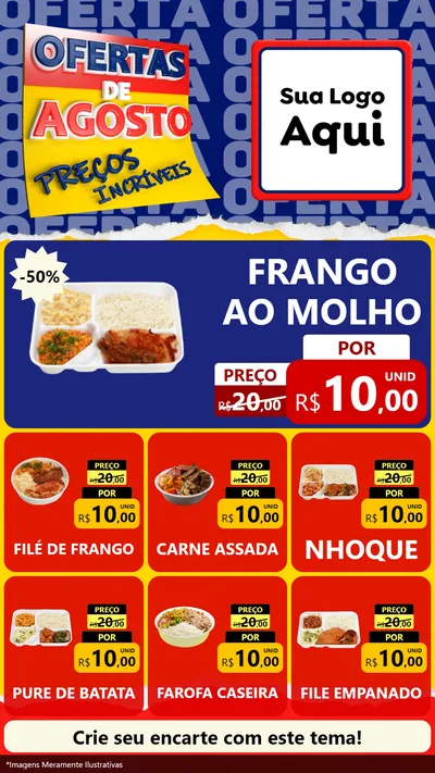 Modelo de Rede Social para Stories com o tema Ofertas de Agosto - Preços Incríveis para Restaurante