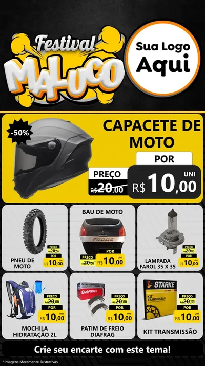 Modelo de Rede Social para Stories com o tema Festival Maluco para Moto peças