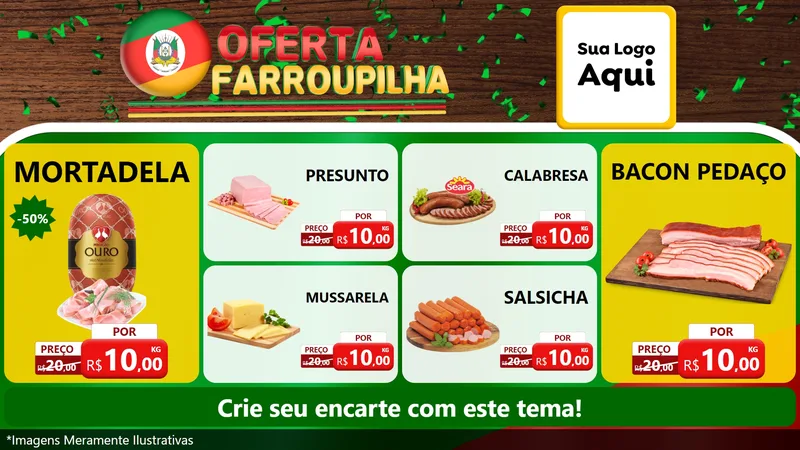 Modelo de TV para TV Horizontal com o tema Oferta Farroupilha para Frios e Laticínios