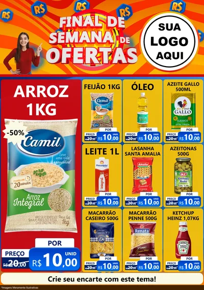 Modelo de Encarte para Encarte A4 Vertical com o tema Final de Semana de Ofertas para Supermercado