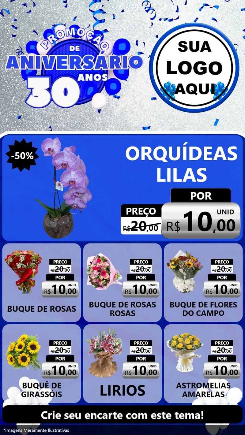 Modelo de Rede Social para Stories com o tema Promoção de Aniversário - 30 Anos para Floricultura e jardim