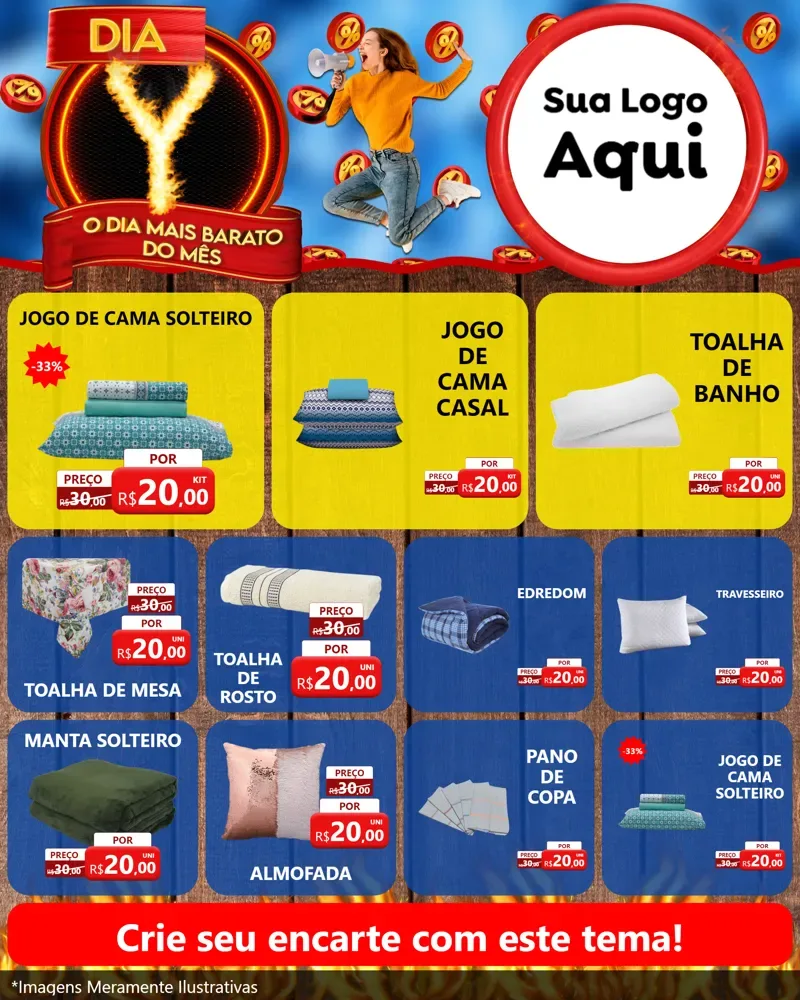 Modelo de Rede Social para Feed Instagram com o tema Dia Y - O Dia Mais Barato Do Mês para Cama, Mesa e Banho