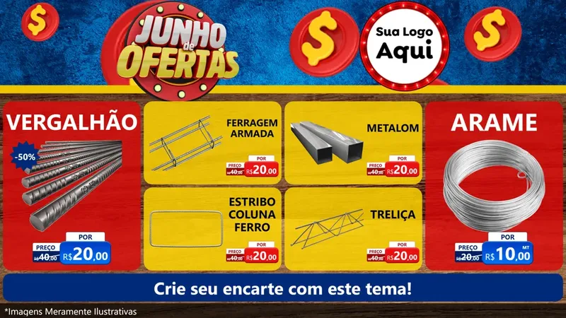 Modelo de TV para TV Horizontal com o tema Junho de Ofertas para Ferragens