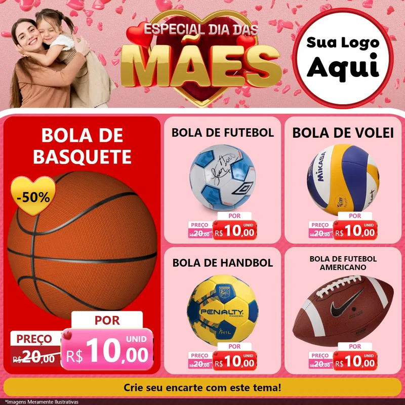 Modelo de Rede Social para Feed Facebook com o tema Especial Dia Das Mães para Artigos Esportivos