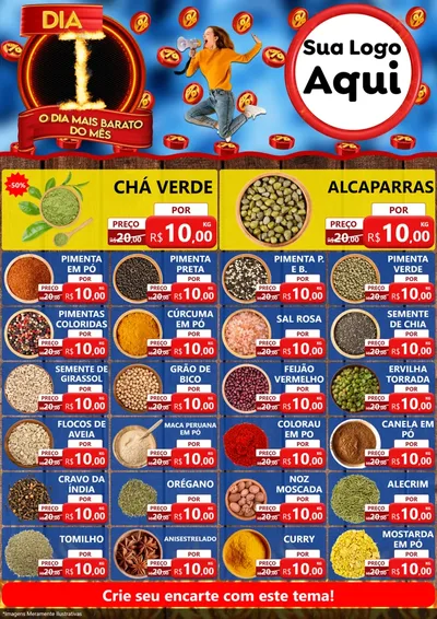 Modelo de Encarte para Encarte A4 Vertical com o tema Dia I - O Dia Mais Barato Do Mês para Produtos Naturais