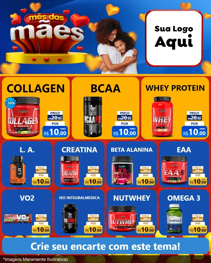 Modelo de Rede Social para Feed Instagram com o tema Mês das Mães para Suplementos alimentares