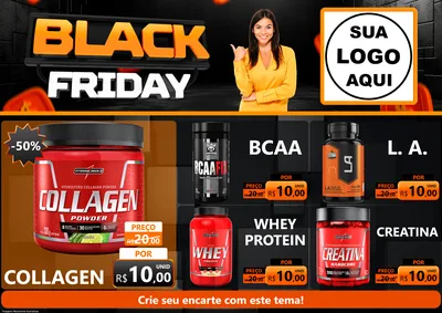 Modelo de Encarte para Encarte A4 Horizontal com o tema Black Friday para Suplementos alimentares