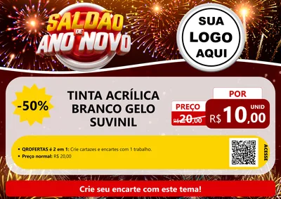Modelo de Cartaz para Cartaz A4 Horizontal com o tema Saldão de Ano Novo para Tintas e Ferramentas