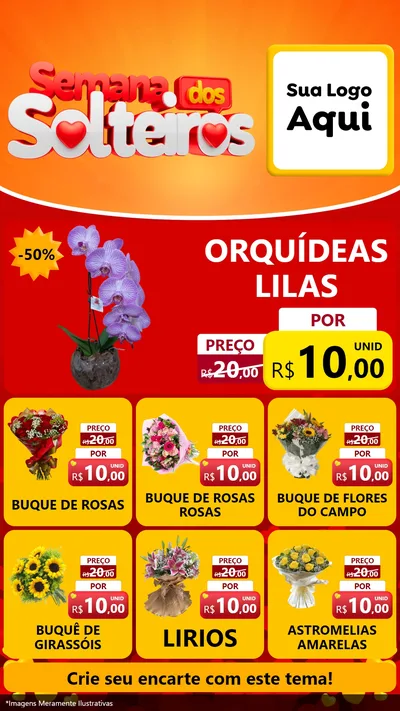 Modelo de Rede Social para Stories com o tema Semana dos Solteiros para Floricultura e jardim