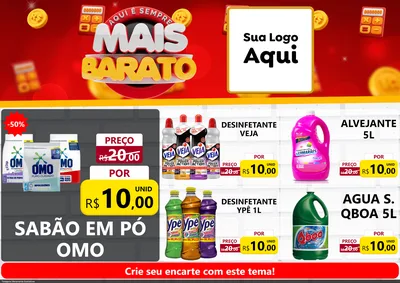 Modelo de Encarte para Encarte A4 Horizontal com o tema Mais Barato para Produtos de Limpeza